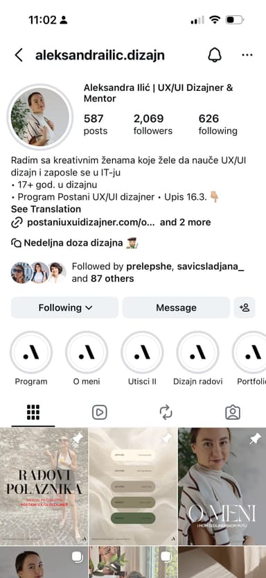 @aleksandrailic.dizajn Instagram profil