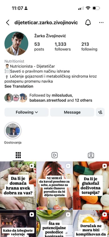 @dijeteticar.zarko.zivojinovic Instagram profil
