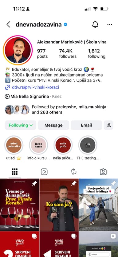 @dnevnadozavina Instagram profil