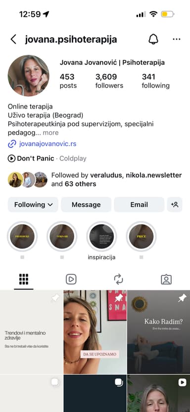 @jovana.psihoterapija Instagram profil