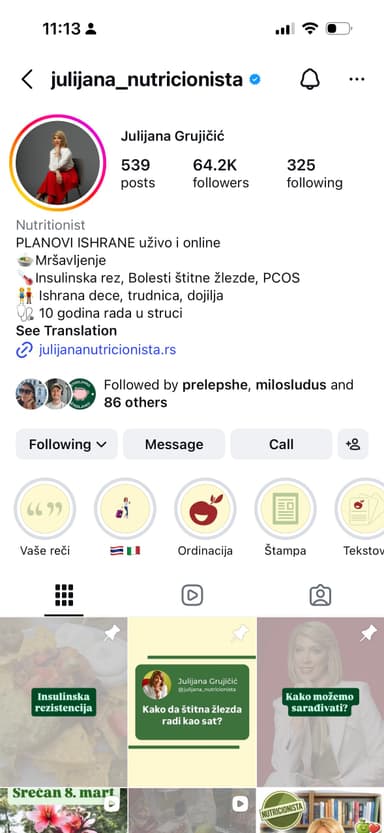 @julijana_nutricionista Instagram profil