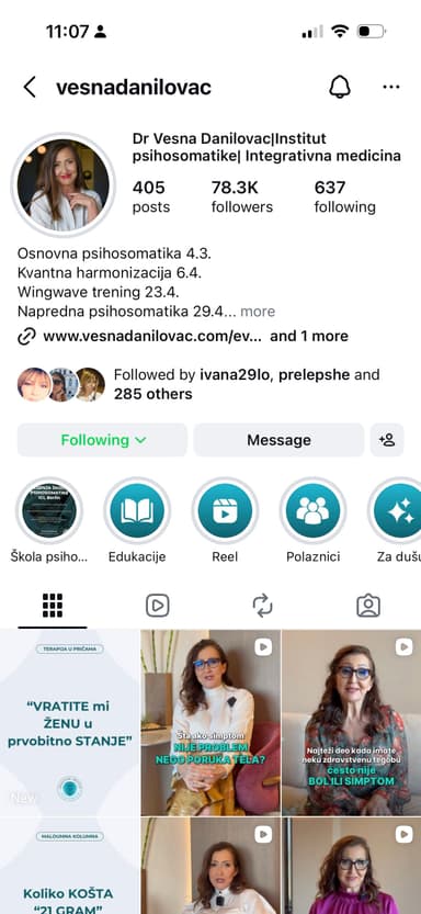 @vesnadanilovac Instagram profil